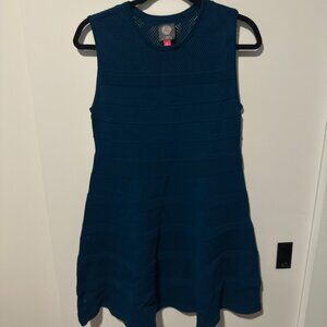 Vince Camuto Sleeveless Textured Knit Dress – Teal – Petite Large